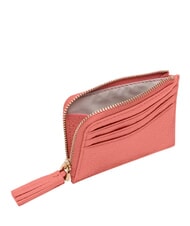 COCCINELLE TASSEL Porte-cartes zipp&eacute; en cuir martel&eacute; argile rose - Portefeuilles Femme - 2