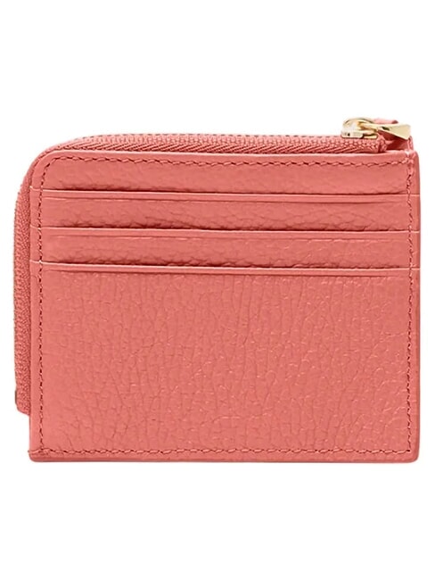 TASSEL Porte-cartes zipp&eacute; en cuir martel&eacute; argile rose - Portefeuilles Femme