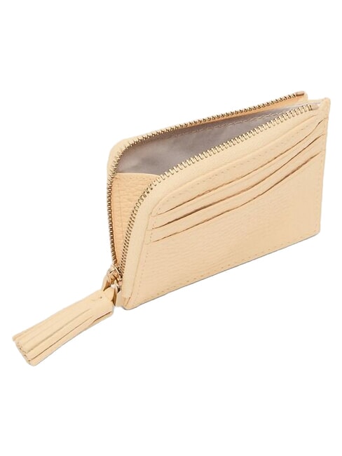 TASSEL Porte-cartes zipp&eacute; en cuir martel&eacute; bouleau - Portefeuilles Femme