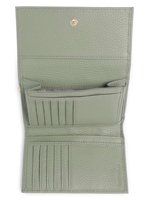 METALLIC SOFT Portefeuille &agrave; deux volets en cuir martel&eacute; verdure - Portefeuilles Femme