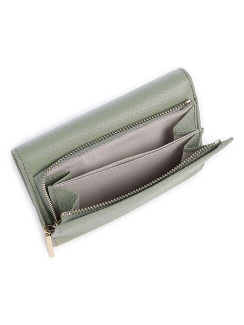 METALLIC SOFT Portefeuille &agrave; deux volets en cuir martel&eacute; verdure - Portefeuilles Femme