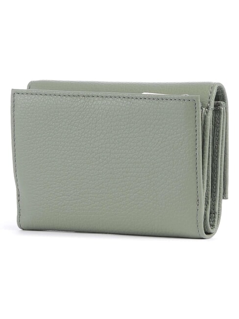METALLIC SOFT Portefeuille &agrave; deux volets en cuir martel&eacute; verdure - Portefeuilles Femme