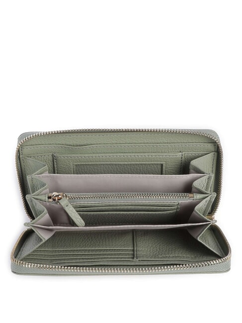 METALLIC SOFT Portefeuille zipp&eacute; en cuir textur&eacute; verdure - Portefeuilles Femme