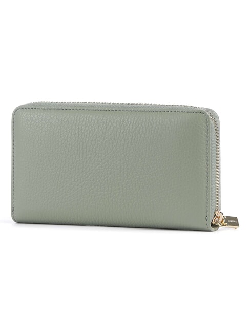 METALLIC SOFT Portefeuille zipp&eacute; en cuir textur&eacute; verdure - Portefeuilles Femme
