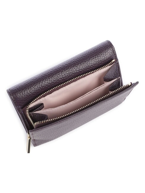 METALLIC SOFT Portefeuille &agrave; deux volets en cuir martel&eacute; prunes - Portefeuilles Femme
