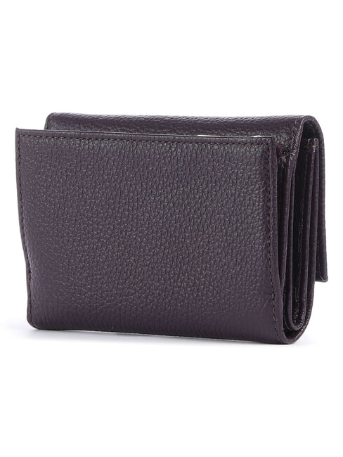 METALLIC SOFT Portefeuille &agrave; deux volets en cuir martel&eacute; prunes - Portefeuilles Femme