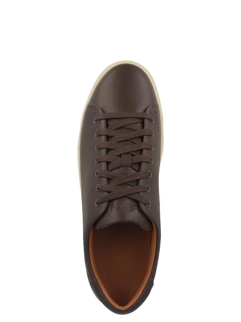DOR PARK Baskets en cuir pleine fleur marron fonc&eacute; - Chaussures Homme